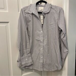 NWT J Crew Classic Fit Ruffle Color Shirt in Stripe
